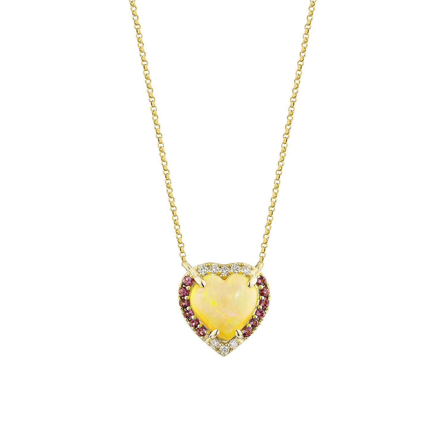 Contemporary Sunita Nahata Opal and Tourmaline 2.42ct. Pendant in 18KYG with Diamond. For Sale