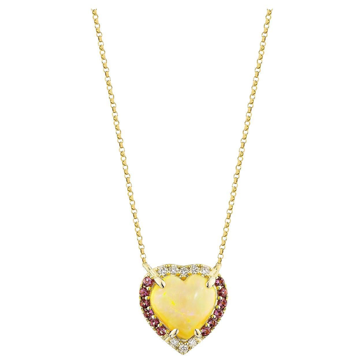 Sunita Nahata Opal and Tourmaline 2.42ct. Pendant in 18KYG with Diamond. For Sale