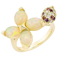 Sunita Nahata Opal 2.43ct. Fancy Ring in 18KYG with Mix Gemstones & Diamond.