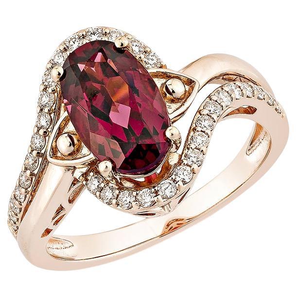 Sunita Nahata Rhodolite 2.44ct. Fancy Ring in 14KRG with White Diamond.