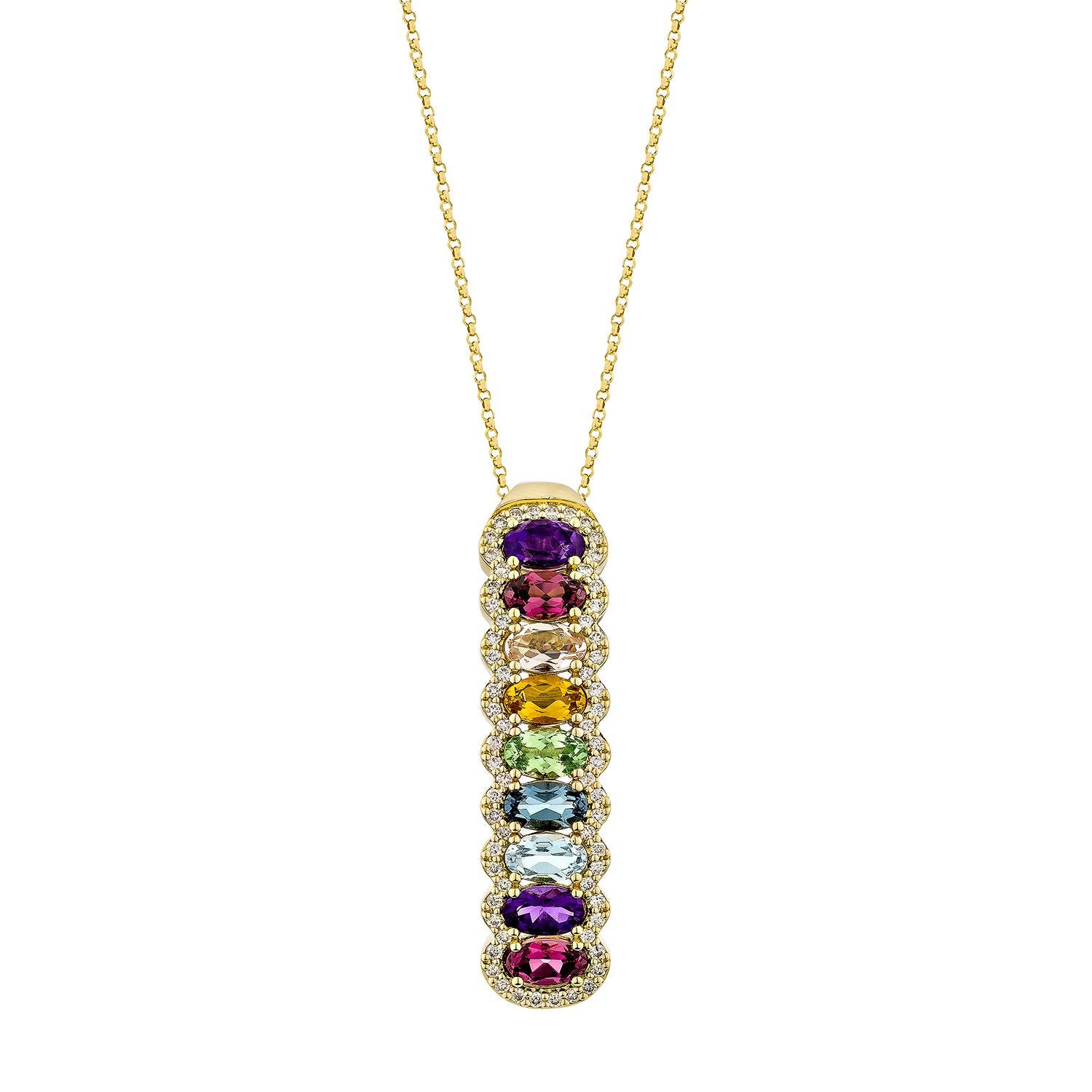 Contemporaneo Gemme arcobaleno Sunita Nahata 2.48ct. Ciondolo in 18KYG con diamante. in vendita