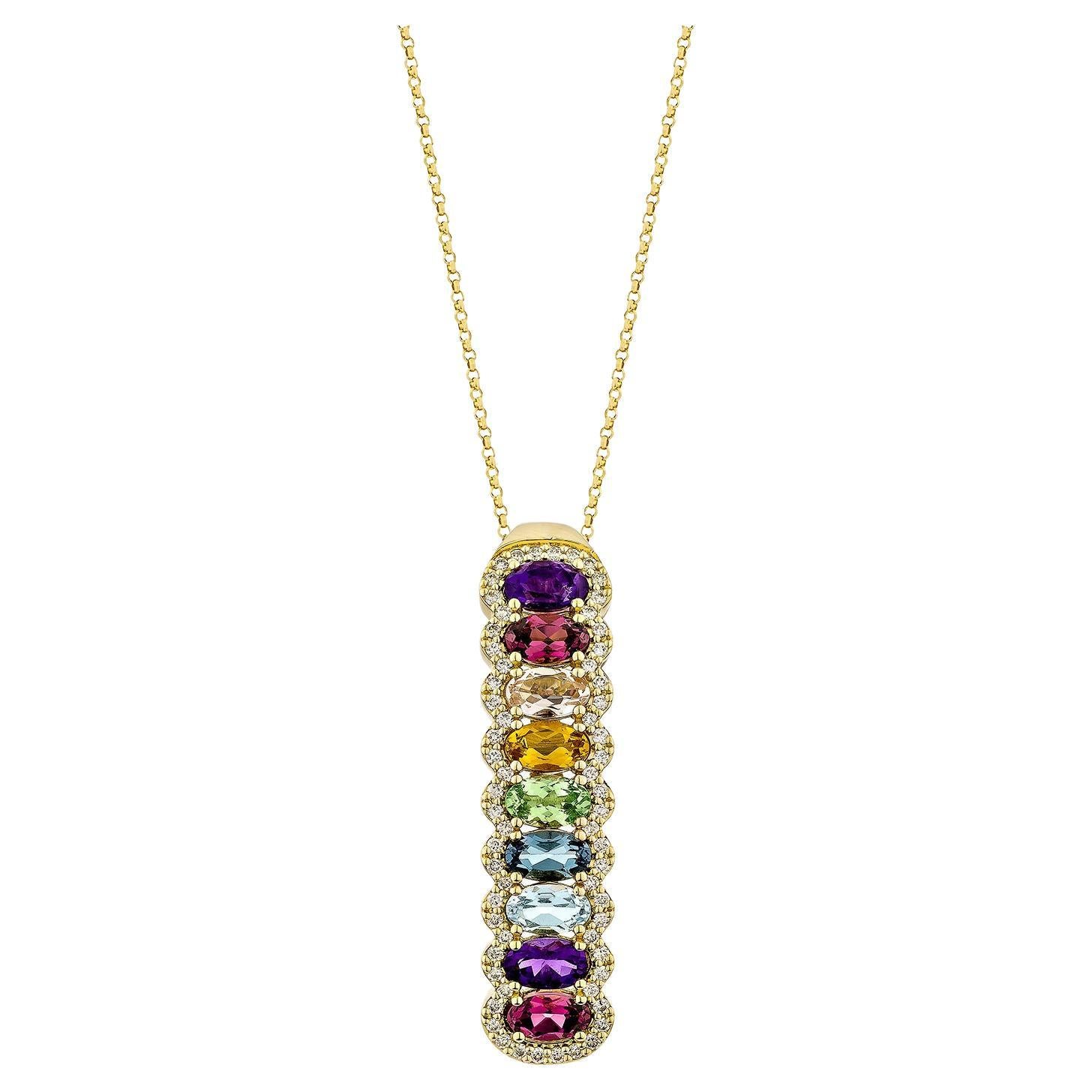 Sunita Nahata Rainbow Gemstones 2.48ct. Pendant in 18KYG with Diamond.