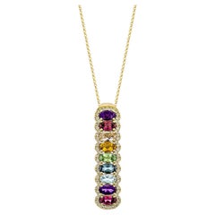 Sunita Nahata Rainbow Gemstones 2.48 carats Pendentif en 18 carats avec diamants.