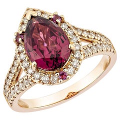 Sunita Nahata Rhodolite 2.48ct. Fancy Ring in 18KRG with White Diamond.