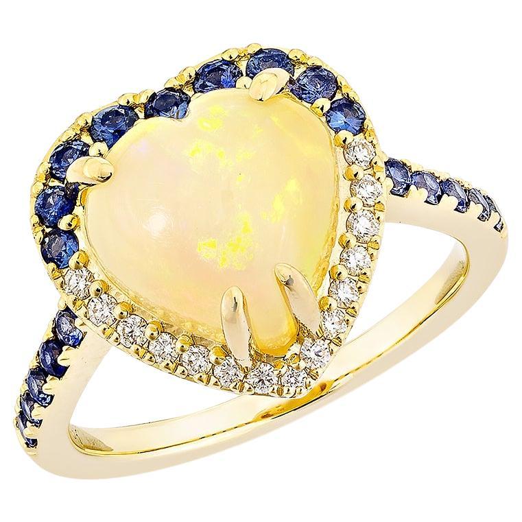 Sunita Nahata Opal and Sapphire 2.50ct. Fancy Ring in 18KYG with Diamond. For Sale