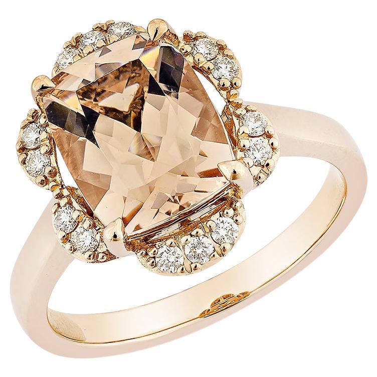 Sunita Nahata Morganite 2.51ct. Fancy Ring in 18KRG with Diamond.