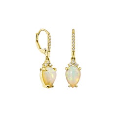 Sunita Nahata Opal 2.51ct. Drop Earring in 18KYG with White Diamond.