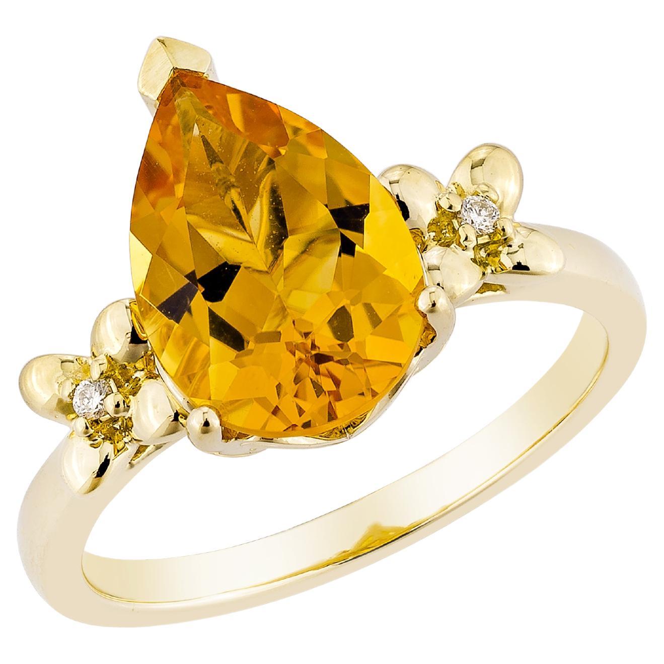 Sunita Nahata Citrine 2.57ct. Fancy Ring in 14KYG with Diamond.
