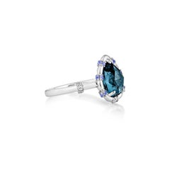 Sunita Nahata Blue Topaz & Sapphire 2.59ct. Ring in 18KWG with Diamond.