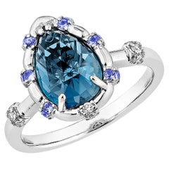 Sunita Nahata Blue Topaz & Sapphire 2.59ct. Ring in 18KWG with Diamond.
