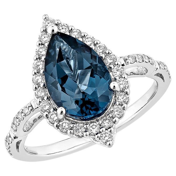 Sunita Nahata London Blue Topaz 2.59ct. Fancy Ring in 14KWG with Diamond.