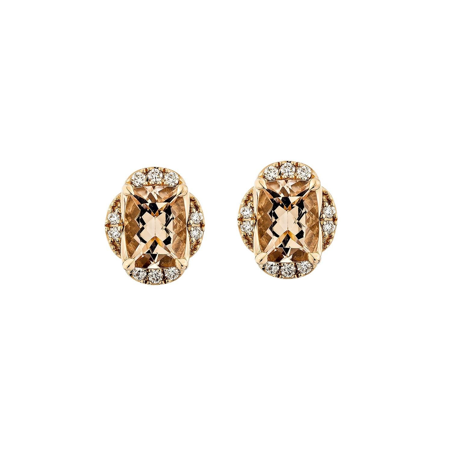 Contemporaneo Orecchini con Morganite da 2,59 carati in 18KRG e diamanti. in vendita
