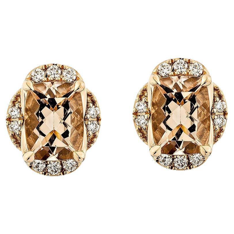 Sunita Nahata 2.59 Carat Morganite Stud Earrings in 18KRG with Diamond.