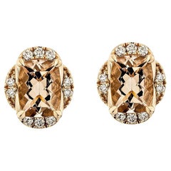 Orecchini con Morganite da 2,59 carati in 18KRG e diamanti.