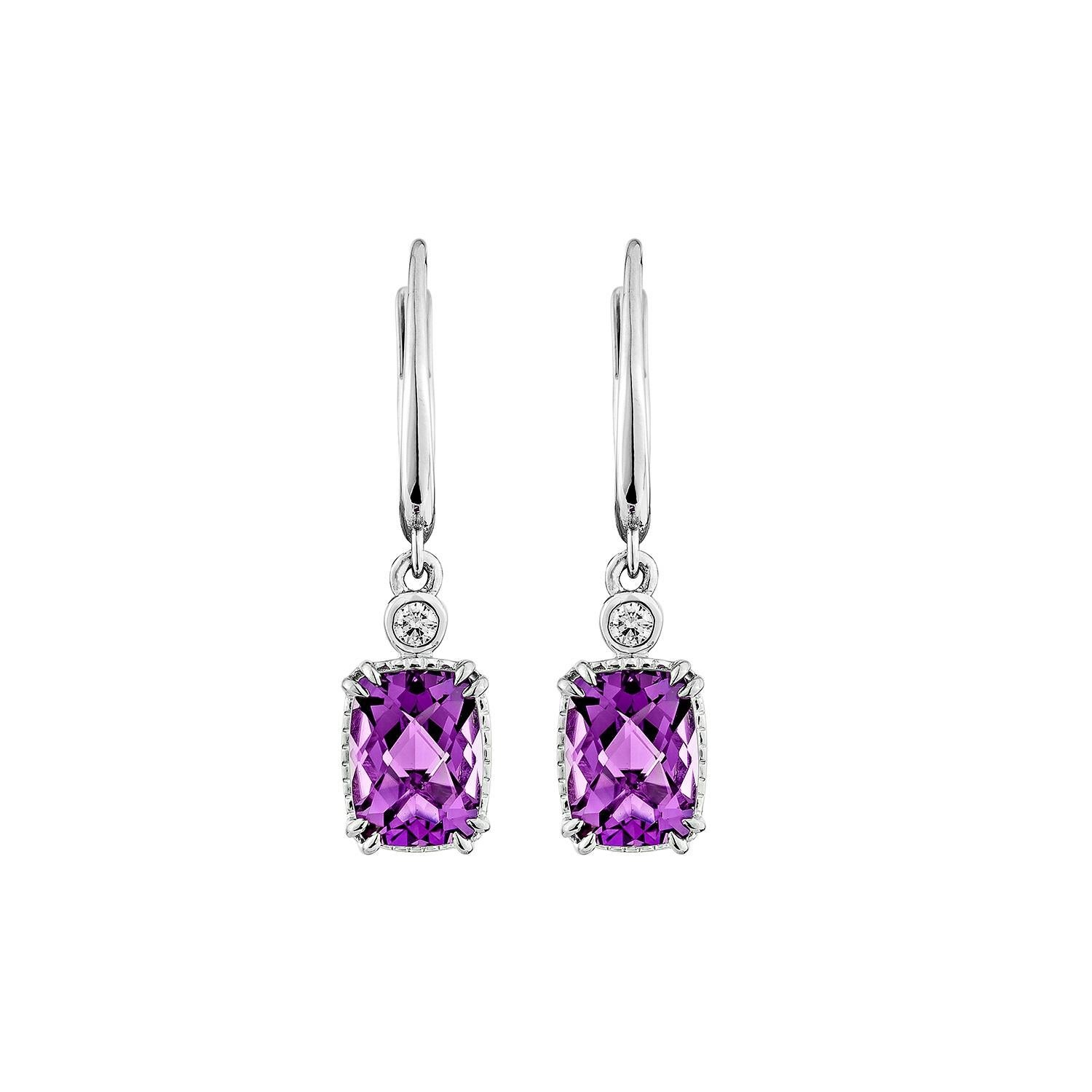 Contemporaneo Sunita Nahata Ametista 2.64ct. Orecchino a goccia in 14KWG con diamante bianco. in vendita