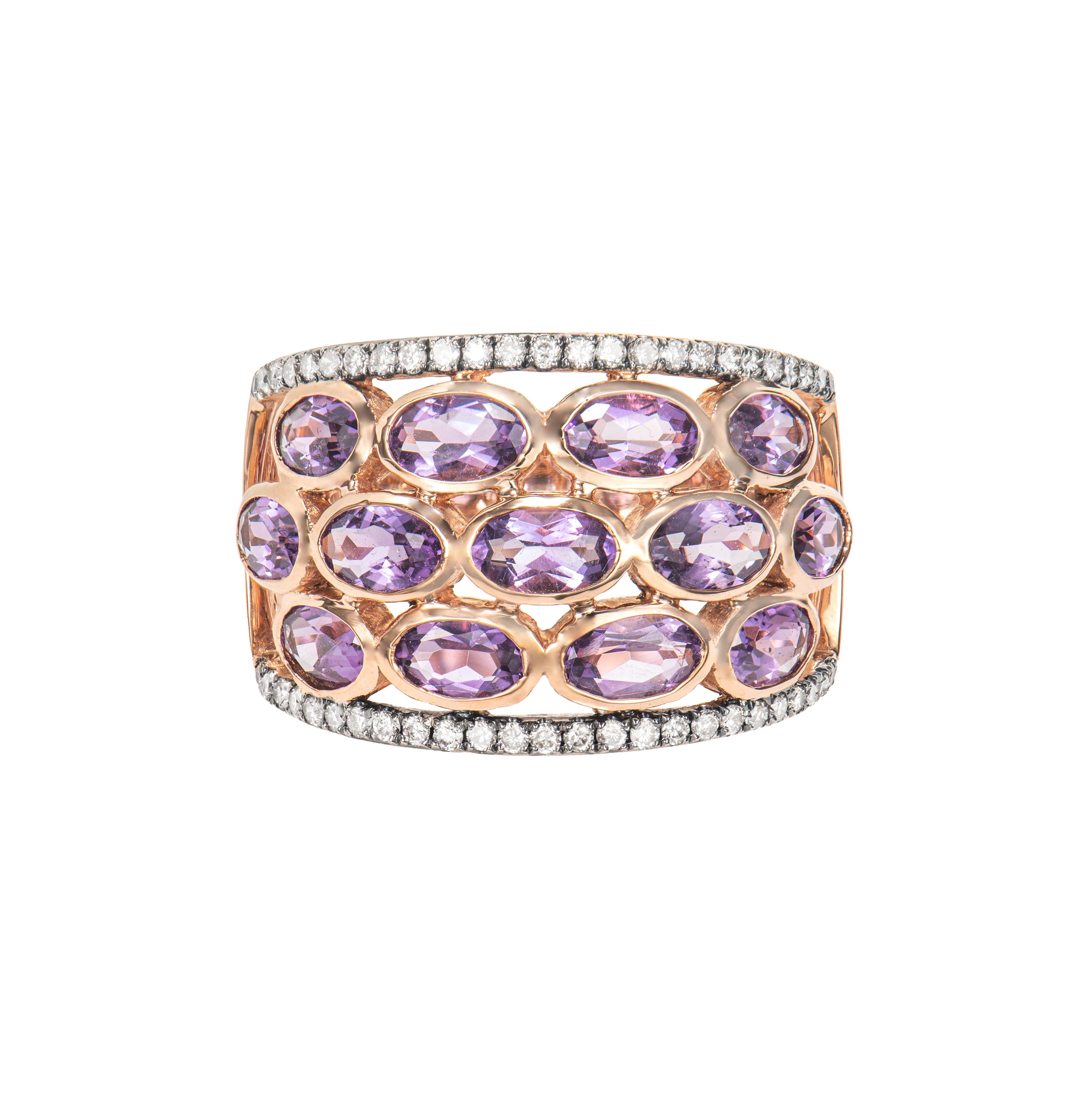 Contemporaneo Sunita Nahata Ametista 2.67ct. Anello in 14KRG con diamante marrone. in vendita