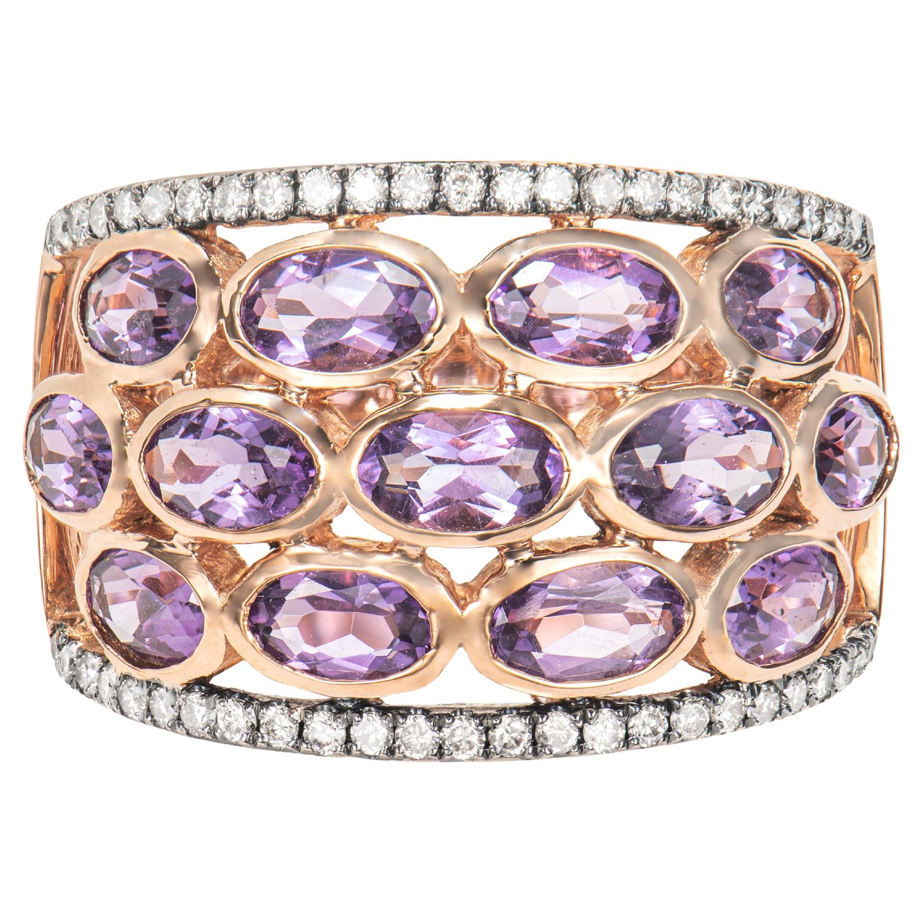 Sunita Nahata Amethyst 2.67ct. Ring in 14KRG with Brown Diamond.