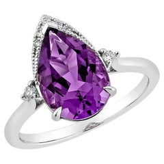 Sunita Nahata Amethyst 2.68ct. Fancy ring in 14KWG with White Diamond.