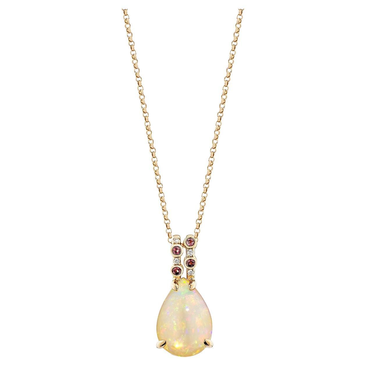 Sunita Nahata Opal and Pink Tourmaline 2.68ct. Pendant in 18KRG with Diamond.