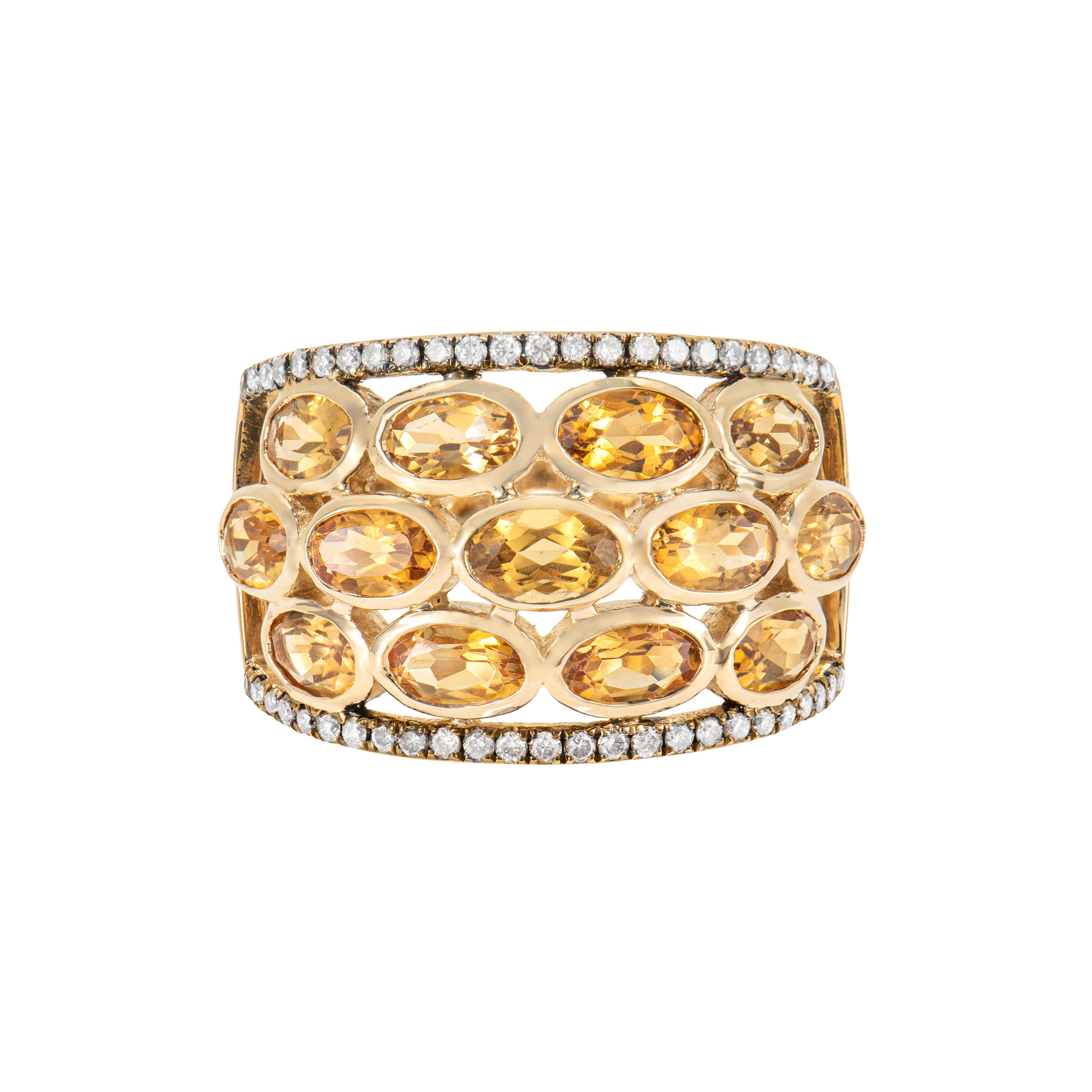 Contemporain Sunita Nahata Citrine 2.73 carats Bague en 14KYG avec diamant Brown. en vente