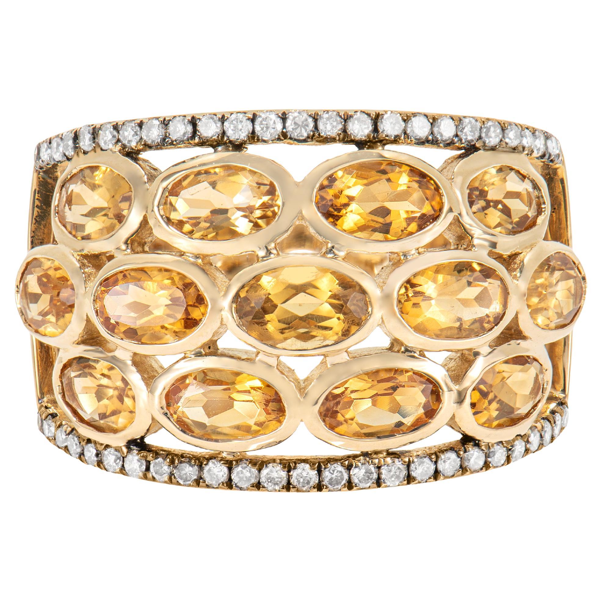Sunita Nahata Citrine 2.73ct. Ring in 14KYG with Brown Diamond.