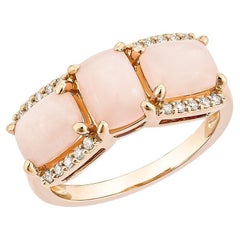 Sunita Nahata Three Pink Opal 2.74ct. Fancy Ring in 18KRG with White Diamond.
