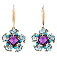 Sunita Nahata 2.76 Ct. Amethyst Drop Earring in 14KRG with Mix gemstone.