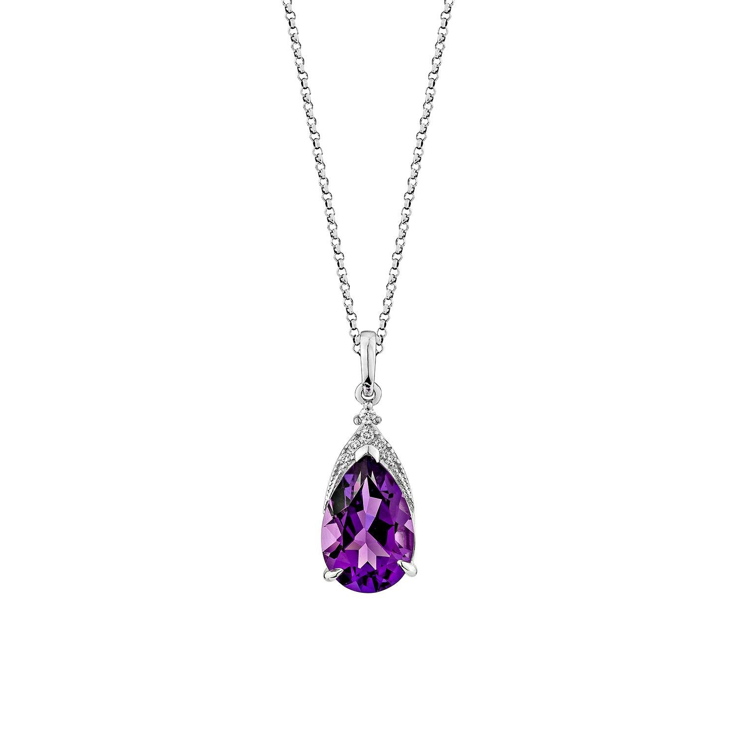 Contemporaneo Sunita Nahata Ametista 2.78ct. Ciondolo in oro bianco 14 carati con diamanti. in vendita