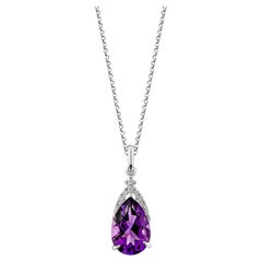 Sunita Nahata Ametista 2.78ct. Ciondolo in oro bianco 14 carati con diamanti.