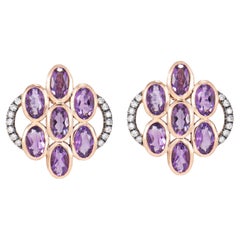Sunita Nahata Ametista 2.81ct. Orecchini a goccia in 14KRG con diamante.