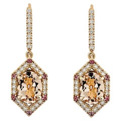 Sunita Nahata Morganite e Tormalina 2,81ct. Orecchini in 18KRG con diamante.