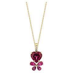 Sunita Nahata Rodolite e Tormalina 2,82ct. Ciondolo in 18KYG con diamante.