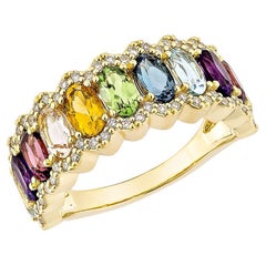 Sunita Nahata Rainbow Gemstone 2.85ct. Ring in 18KYG with White Diamond.