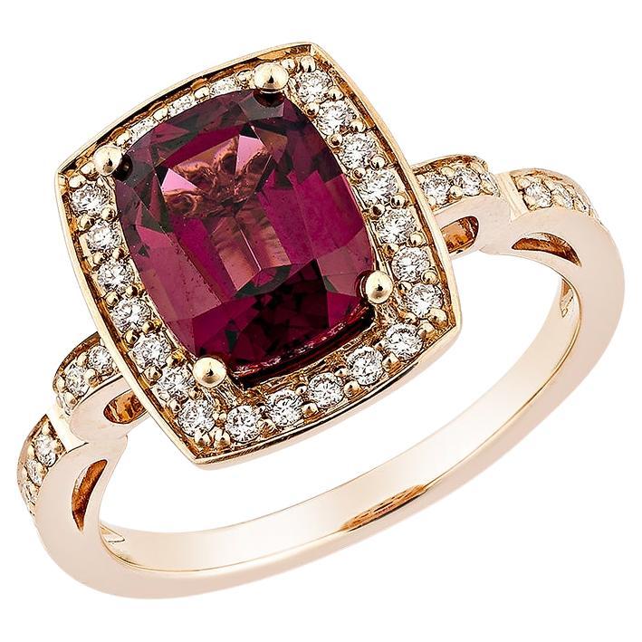 Sunita Nahata Rhodolite 2.85ct. Fancy Ring in 14KRG with White Diamond.