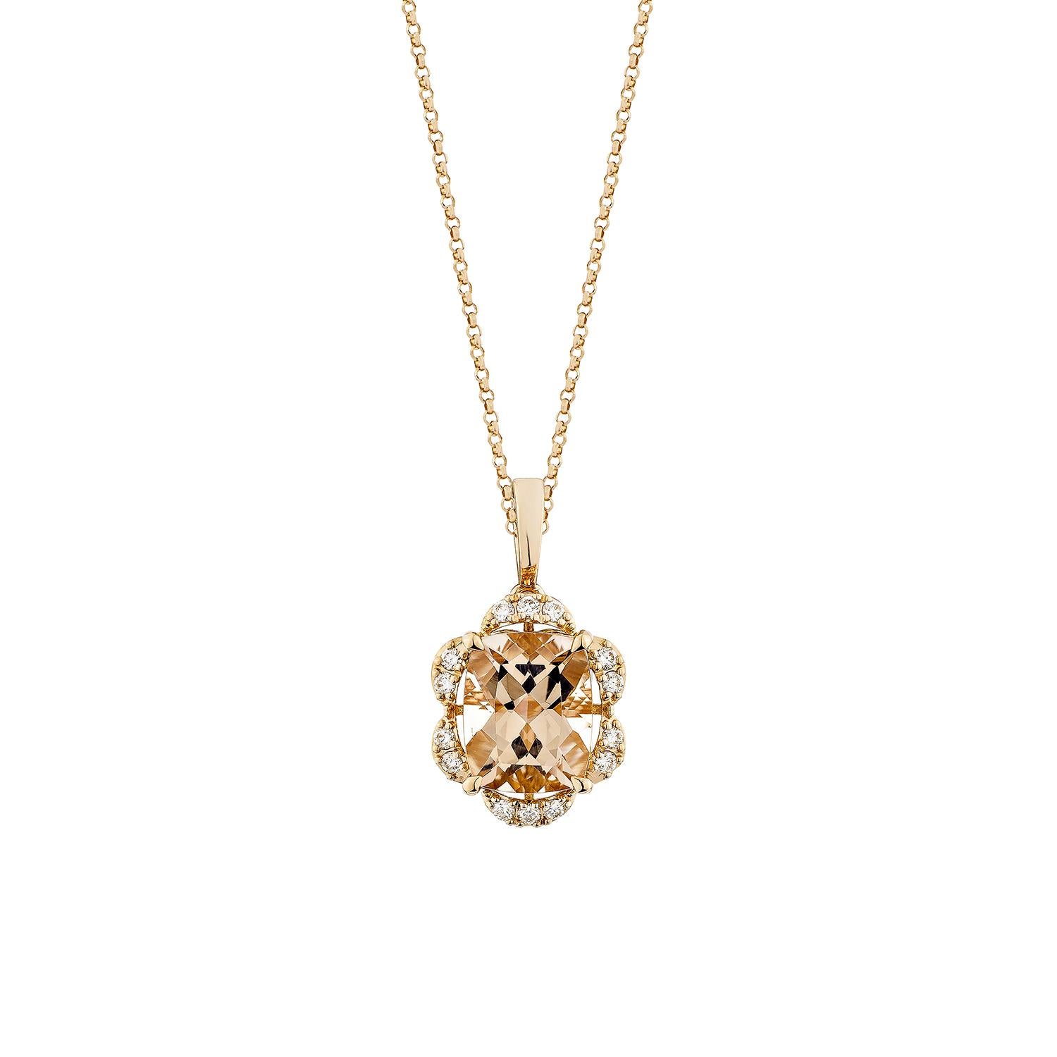 Contemporaneo Sunita Nahata Morganite 2.86ct. Ciondolo in 18KRG con diamante bianco. in vendita