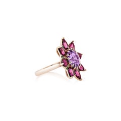 Sunita Nahata Amethyst & Mix Gemstone 2.90ct. Ring in 14KRG with Diamond.