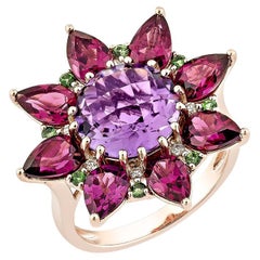 Sunita Nahata Ametista e gemme miste 2,90ct. Anello in 14KRG con diamante.