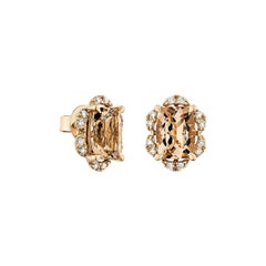 Sunita Nahata Morganite 2.93ct. Stud Earring in 18KRG with Diamond.