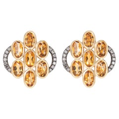 Sunita Nahata Citrino 2.94ct. Orecchini a goccia in 14KYG con diamante marrone.