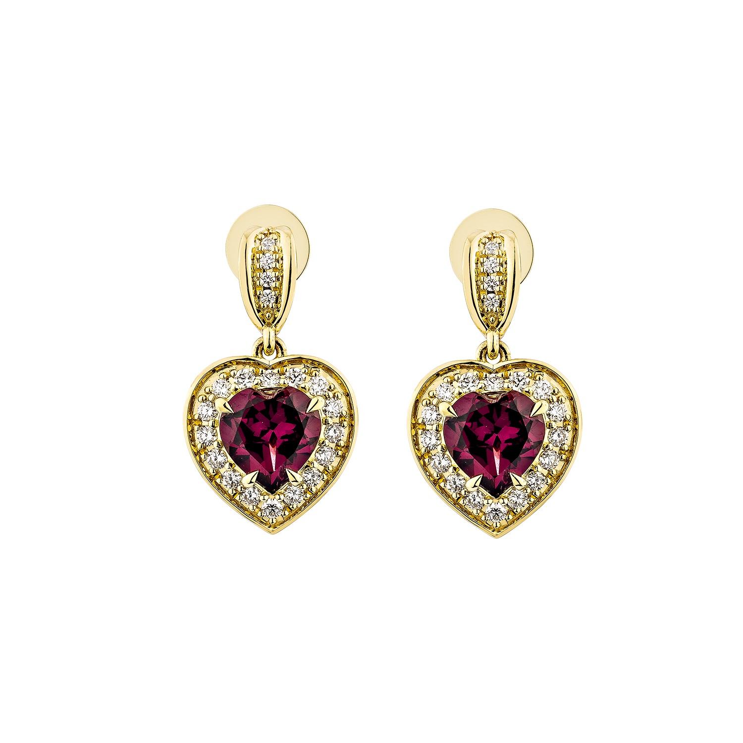 Contemporary Sunita Nahata Rhodolite 3.02ct. Drop Earrings in 18KYG with Diamond. For Sale