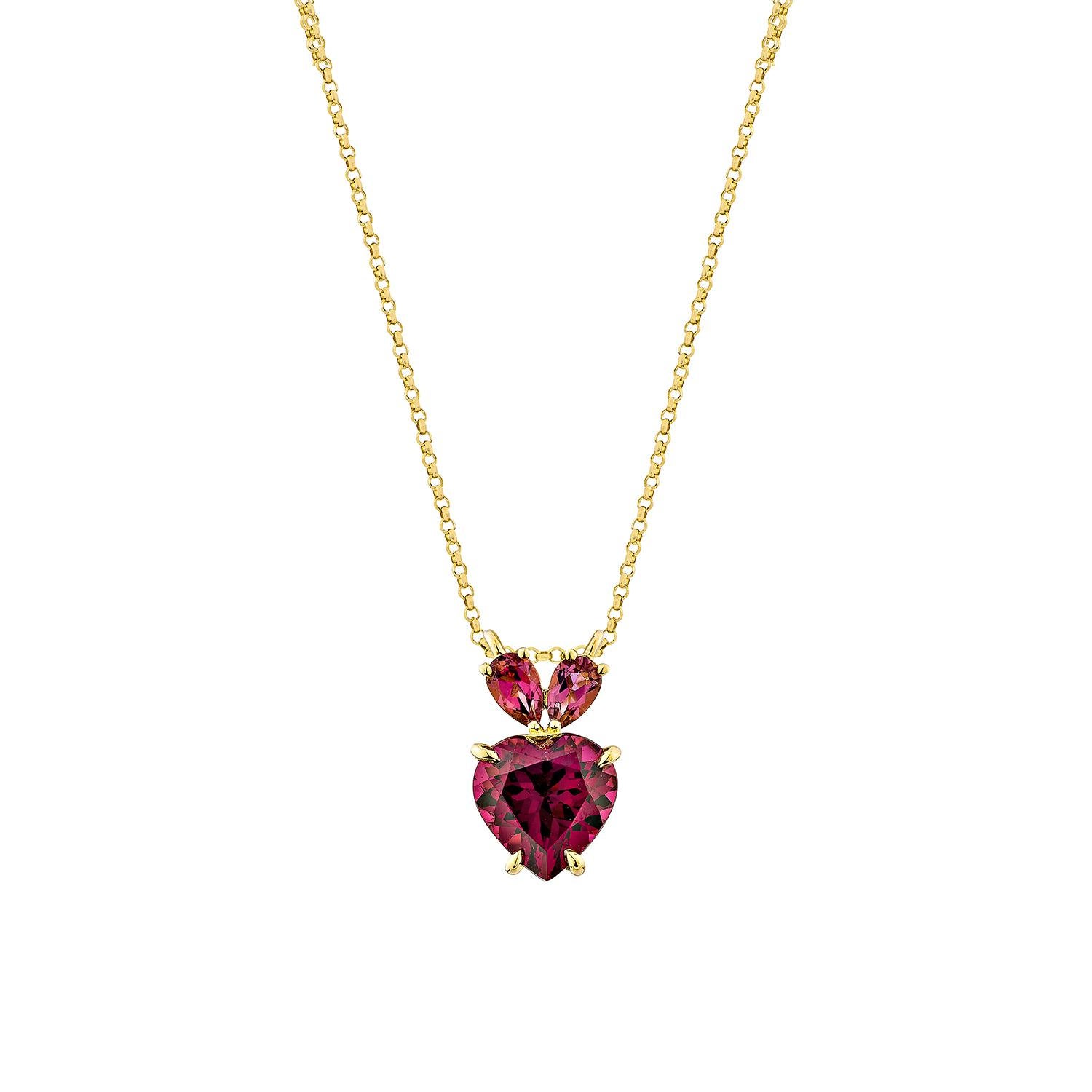 Contemporaneo Ciondolo con rodolite 3,05ct. e tormalina rosa in 18KYG. in vendita