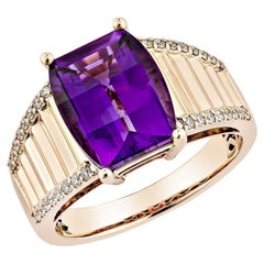 Sunita Nahata Amatista 3.06ct. Anillo de fantasía en 14KRG con diamante blanco.