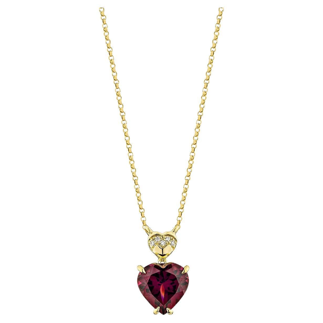 Sunita Nahata Rhodolite 3.08ct. Pendant in 18KYG with White Diamond.