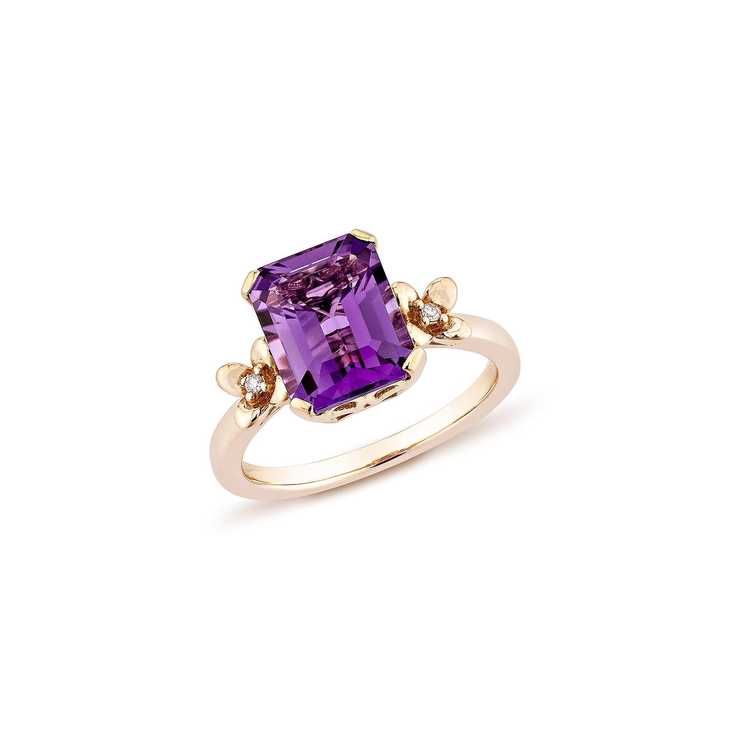 Sunita Nahata Amatista 3.09ct. Anillo de fantasía en oro rosa de 14 quilates con diamante. Contemporáneo en venta