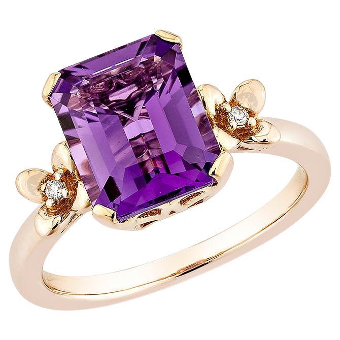 Sunita Nahata Amatista 3.09ct. Anillo de fantasía en oro rosa de 14 quilates con diamante. en venta