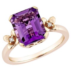 Sunita Nahata Amatista 3.09ct. Anillo de fantasía en oro rosa de 14 quilates con diamante.