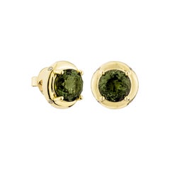 Sunita Nahata 3.13ct Green Tourmaline Stud Earrings in 18KYG with White Diamonds