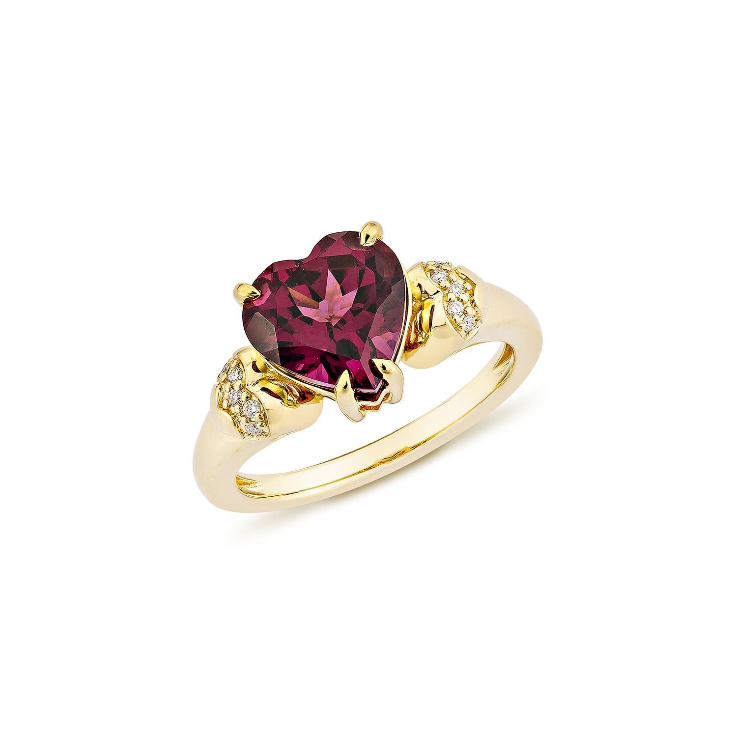 Contemporary Sunita Nahata  Rhodolite 3.24ct. Fancy Ring in 18KYG with White Diamond. For Sale