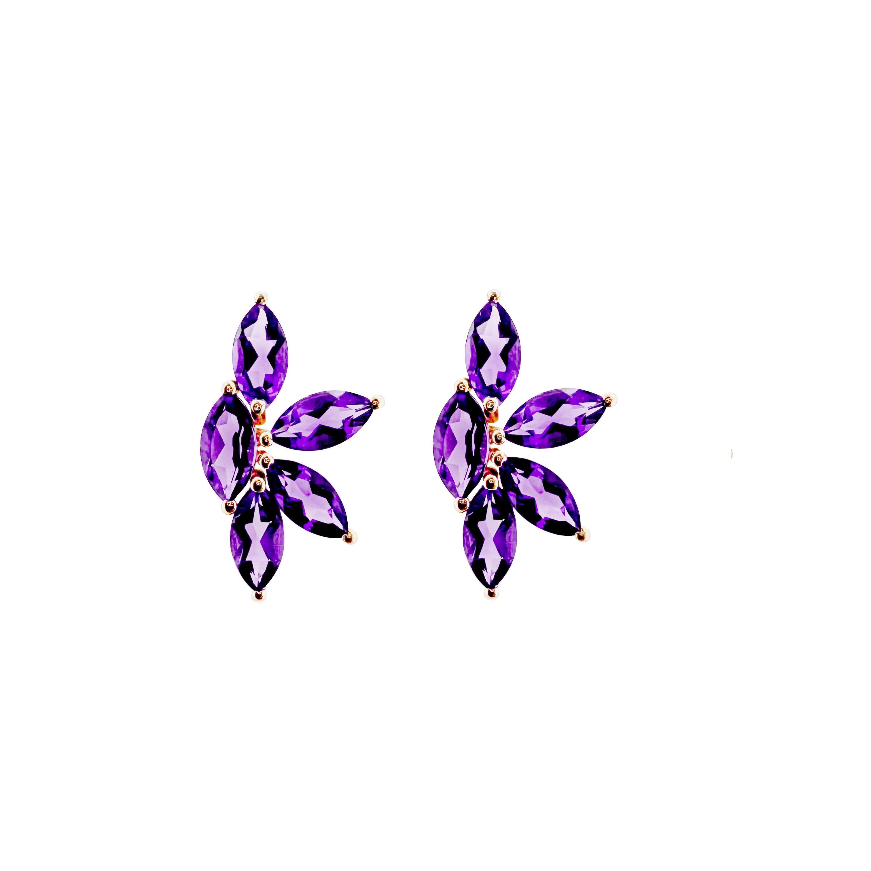 Contemporain Sunita Nahata Amethyst 3.25ct. Boucles d'oreilles en 14KRG. en vente