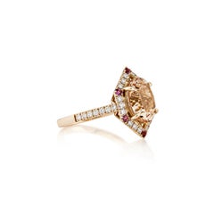 Sunita Nahata Morganite and Tourmaline 3.29ct. Ring in 18KRG with Diamond.